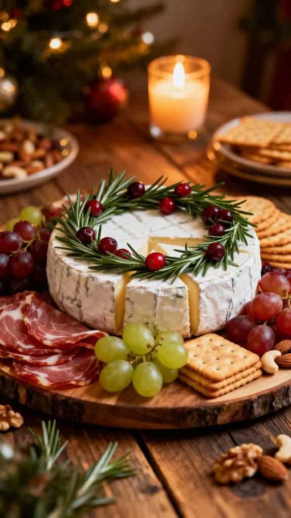 festive cheese wheel centerpiece