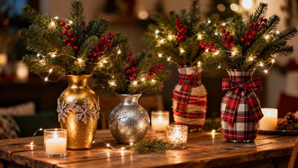 festive christmas vase decorations