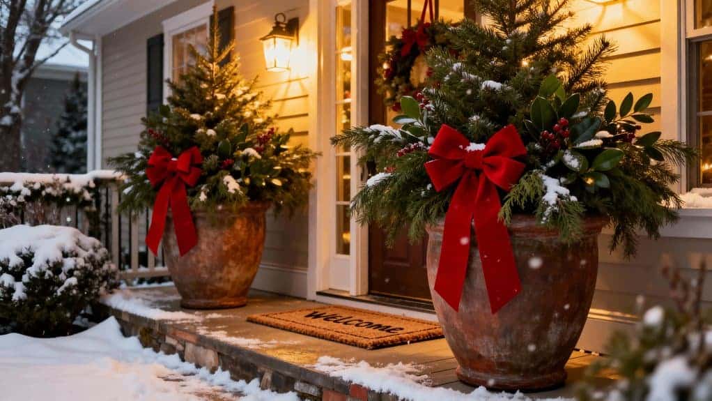 festive evergreen porch decor