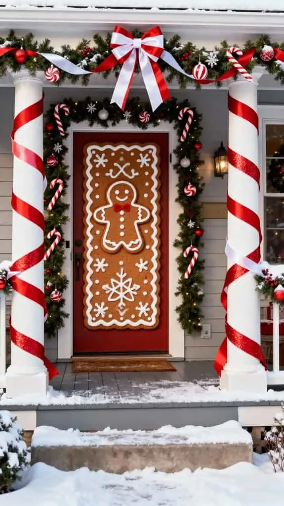 festive gingerbread porch decor