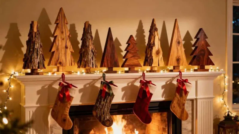 festive mantel with stockings