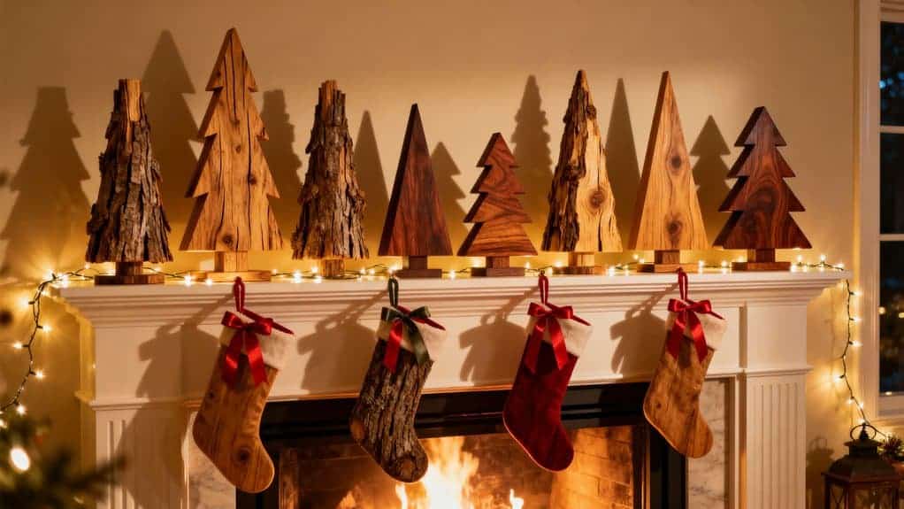 festive mantel with stockings