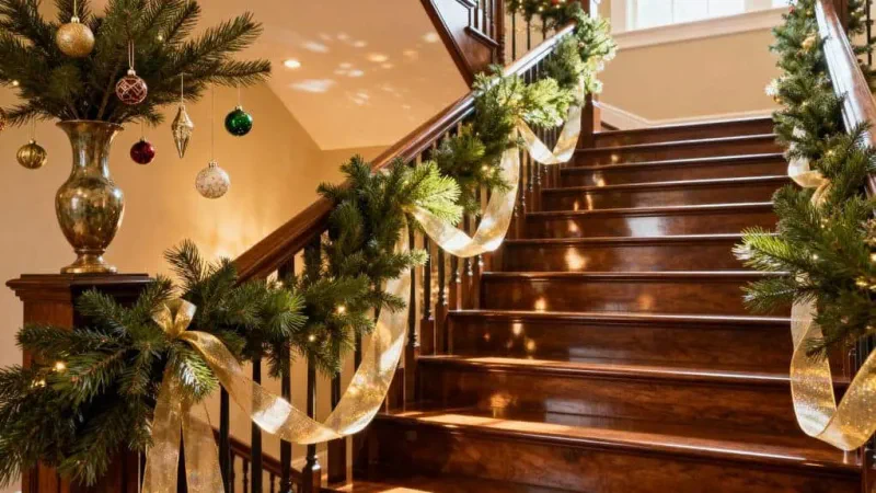 festive pine decor display