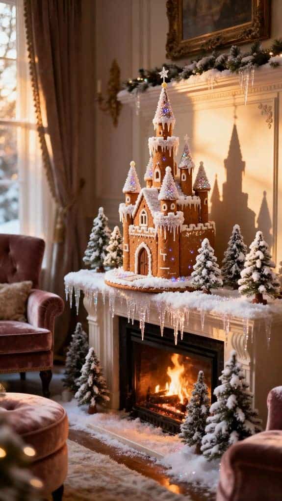 frosted gingerbread castle display