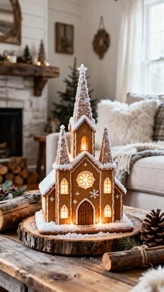 gingerbread church centerpiece decor