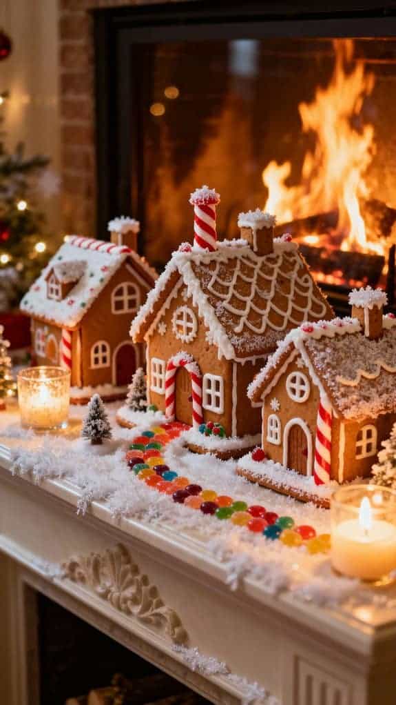 gingerbread homes mantel display