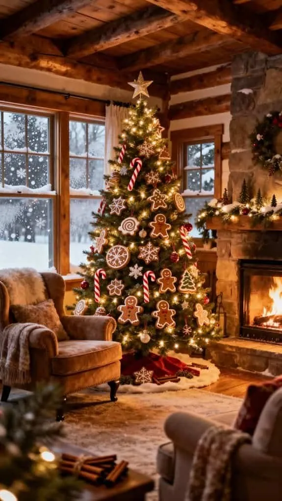 gingerbread themed cozy fireplace charm