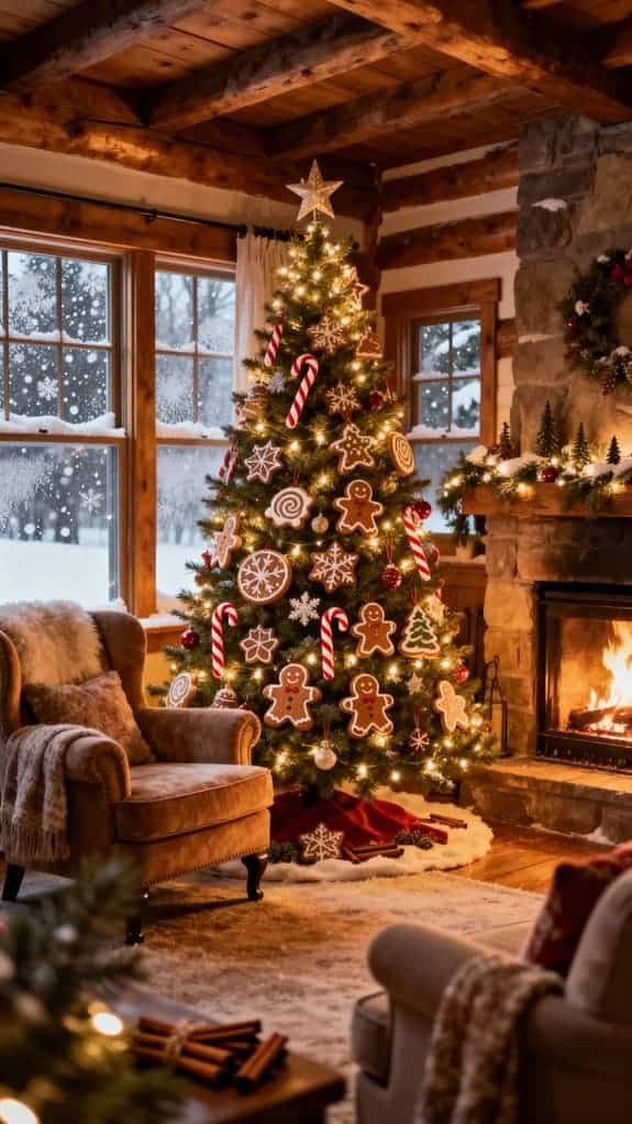 gingerbread themed cozy fireplace charm