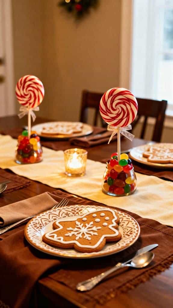gingerbread themed festive dining setup