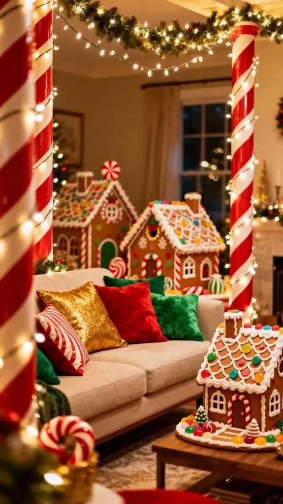 gingerbread themed festive living room