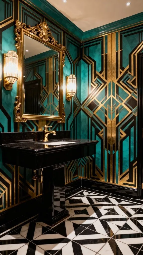 glamorous art deco powder room