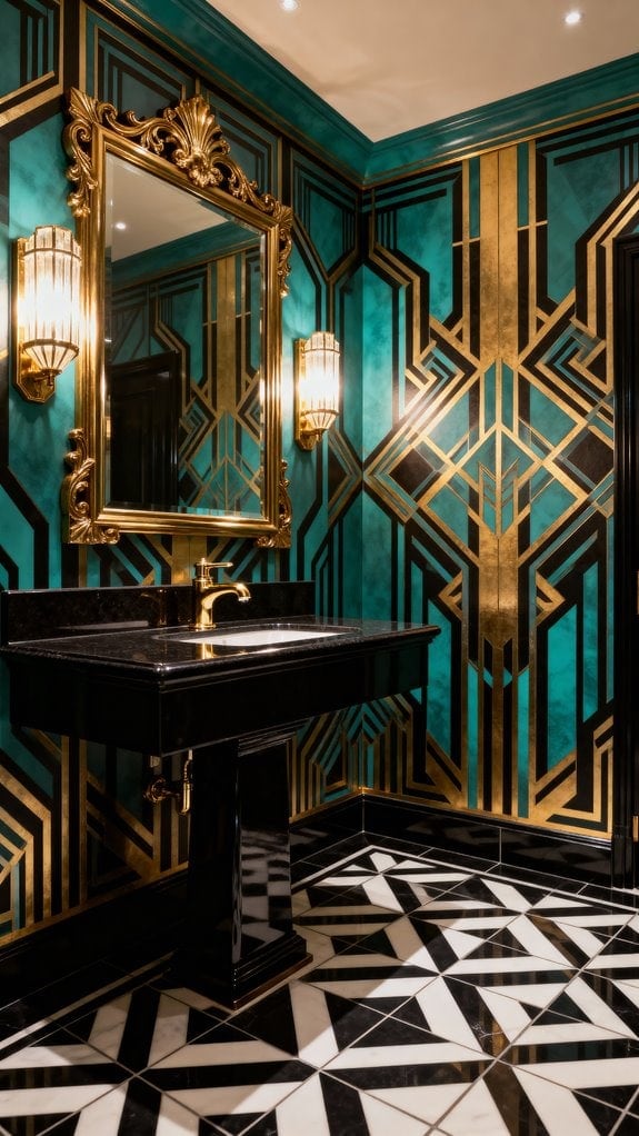 glamorous art deco powder room