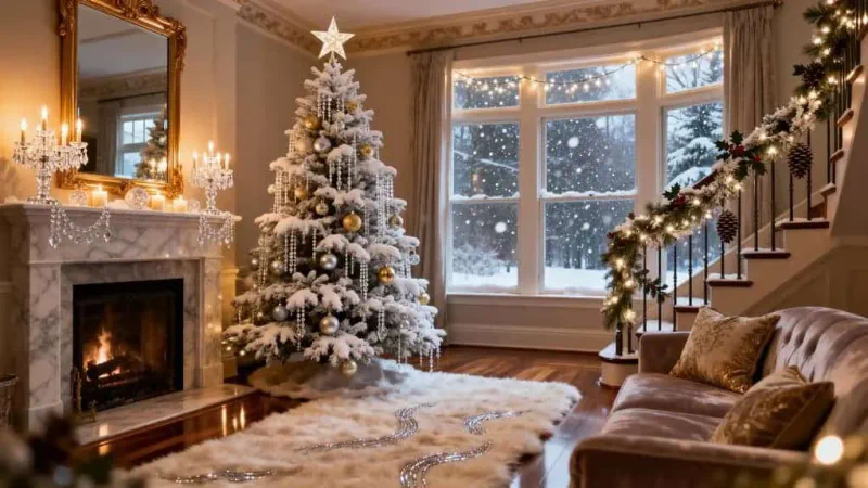 glamorous festive living room