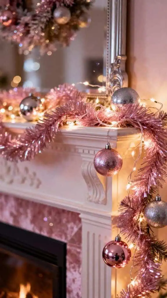glamorous pink fireplace decor