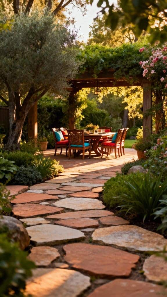 lush flagstone patio retreat