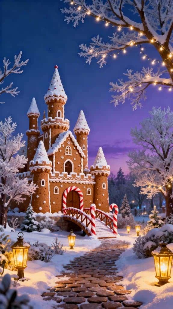 magical gingerbread garden scene