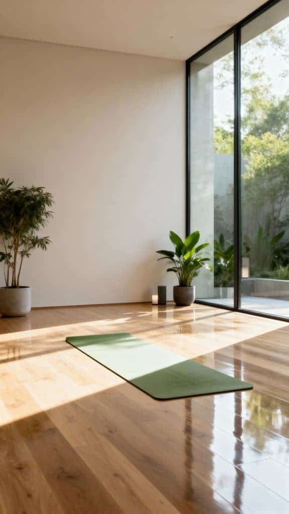 minimalist glass yoga sanctuary
