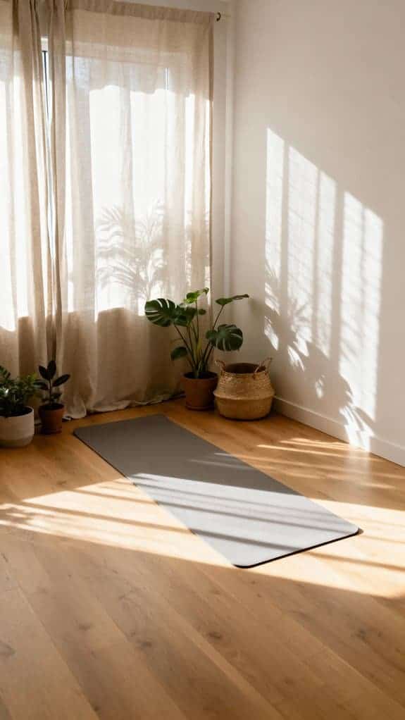 minimalist scandinavian yoga space