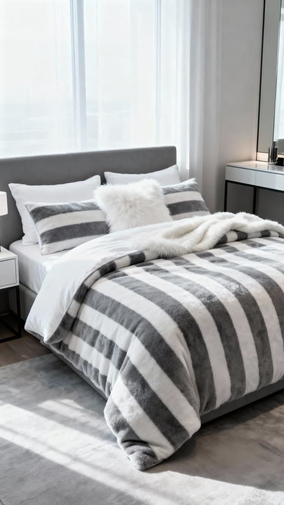 modern striped guest room