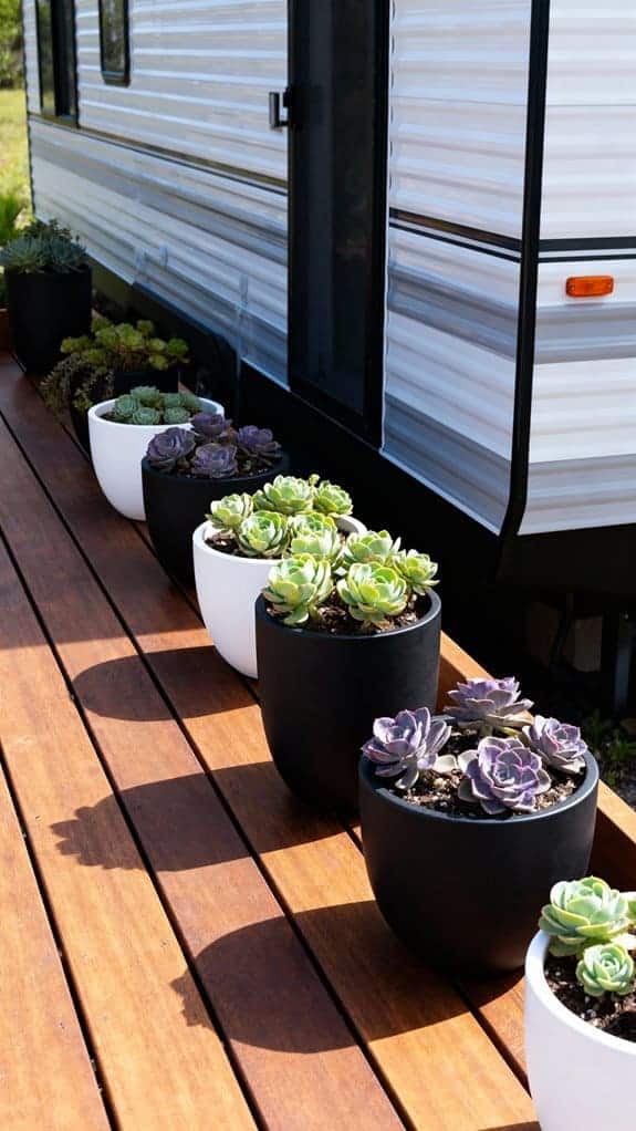 modern succulent deck garden