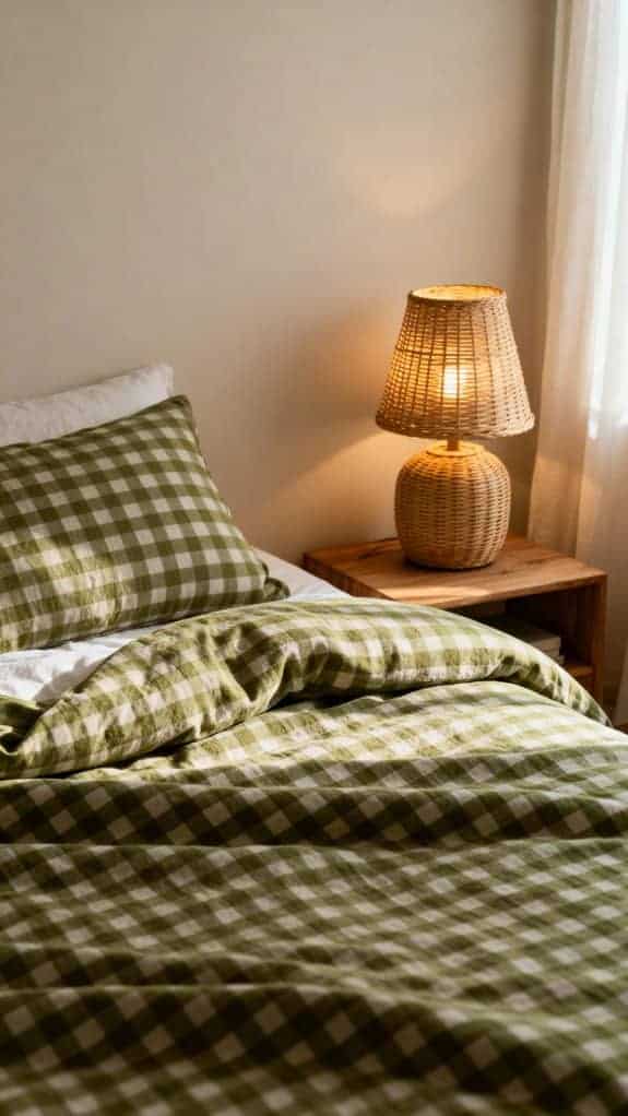 olive gingham bedding elegance