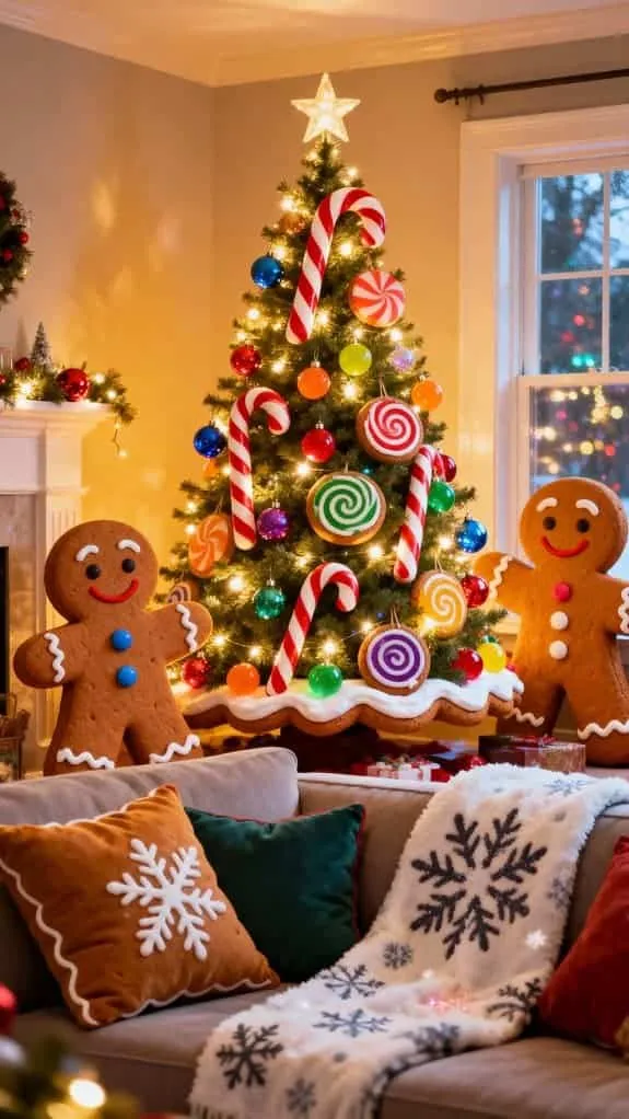 playful gingerbread family decor
