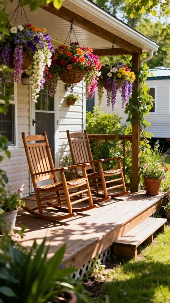 relaxing porch with blooms