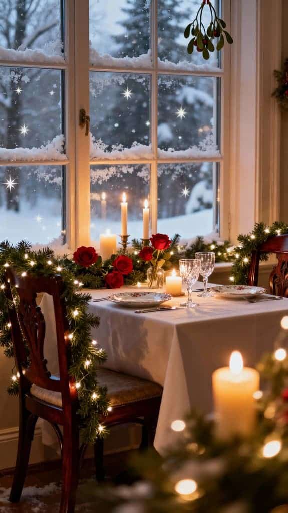 romantic dining with greenery