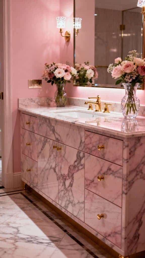romantic pink marble bathroom
