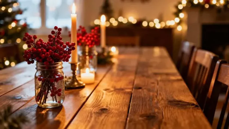 rustic berry candle centerpiece