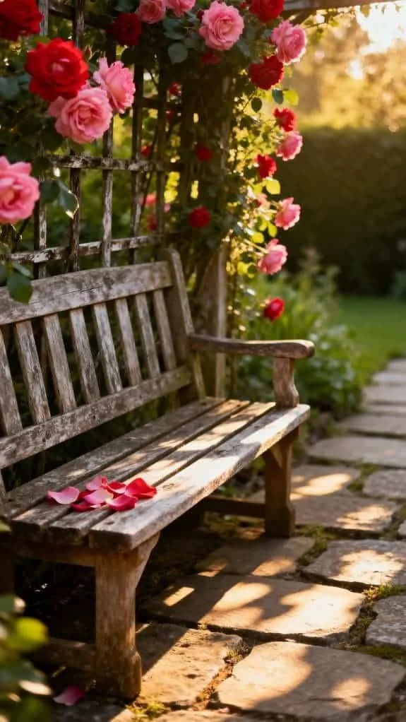 rustic garden with roses