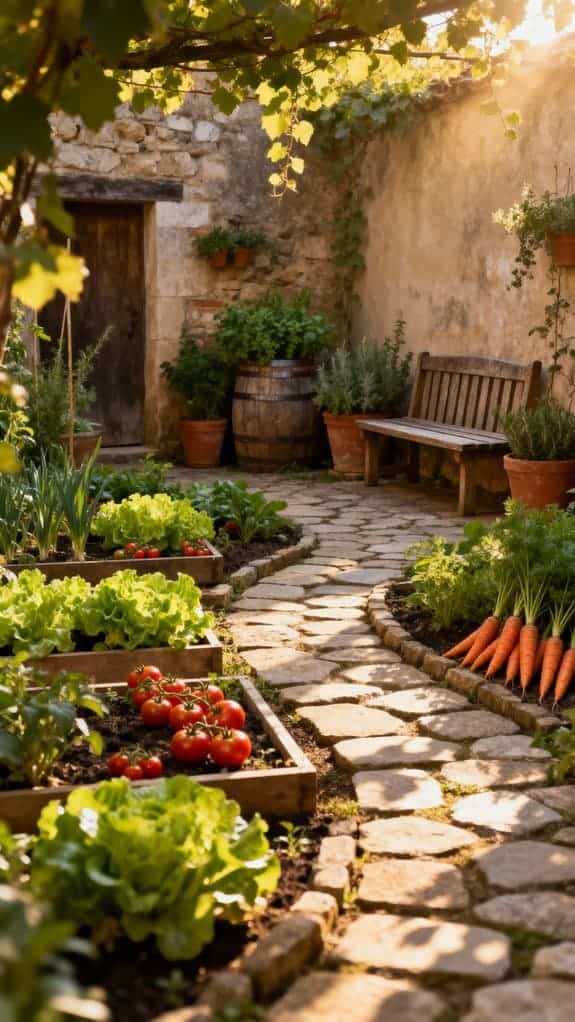 rustic vegetable courtyard pathways