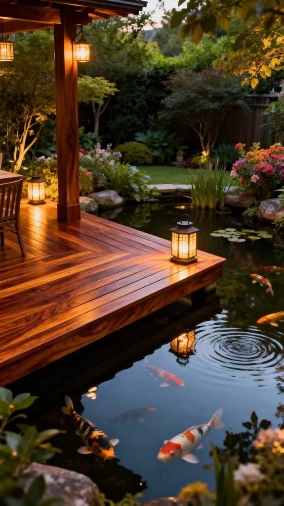 serene deck with lanterns