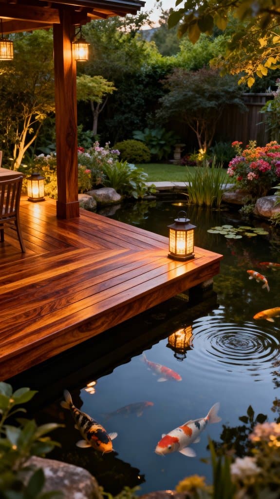 serene deck with lanterns