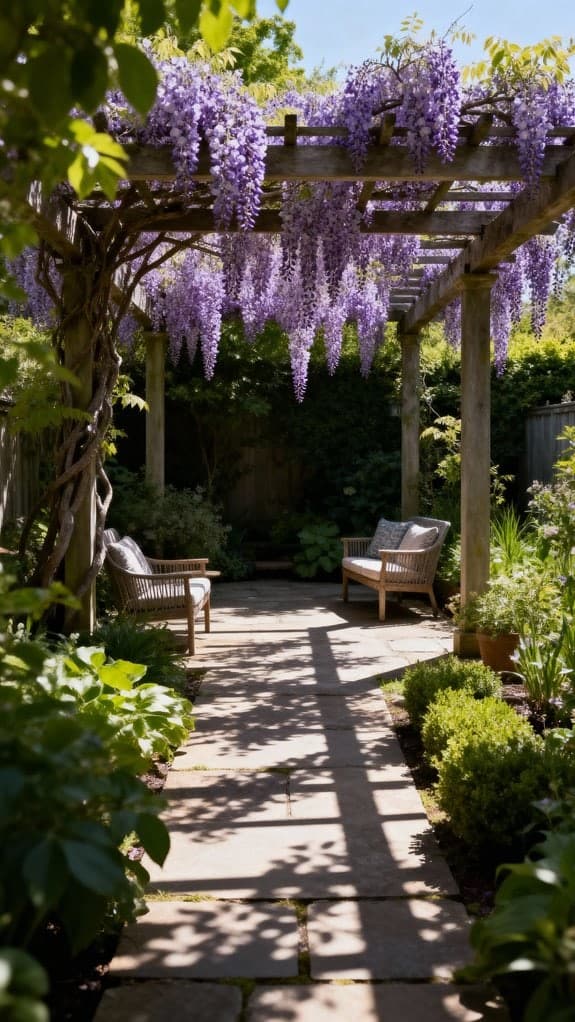 shaded wisteria pergola retreat