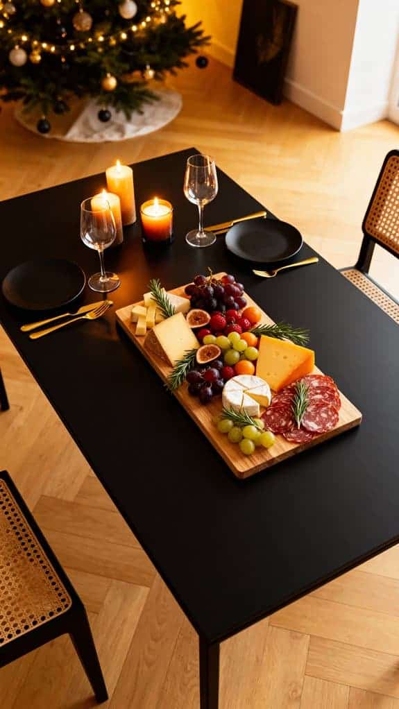 sleek table festive charcuterie