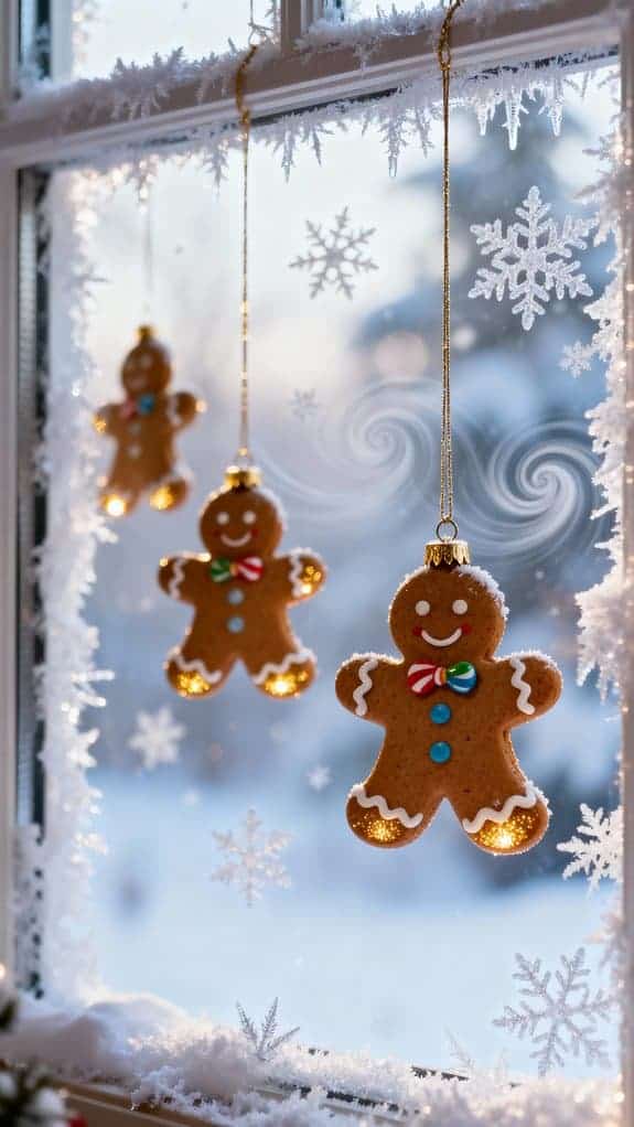 snowy cookie ornament display