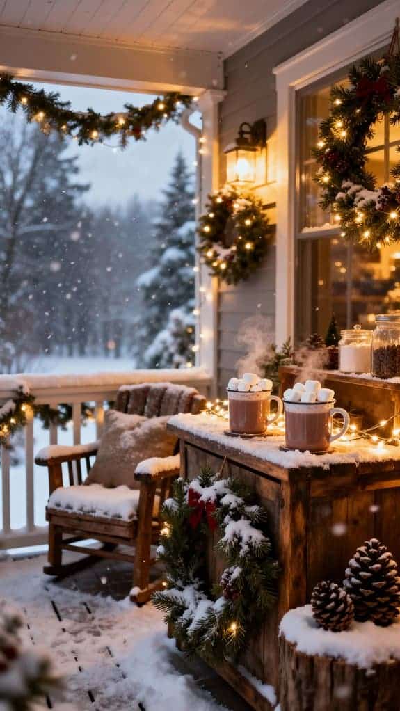 snowy porch cocoa celebration