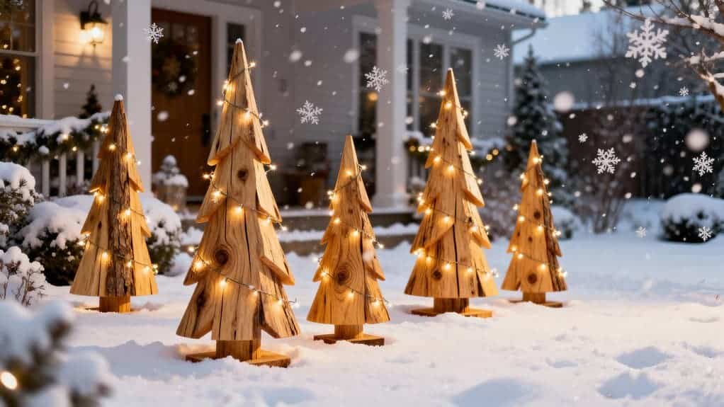 snowy yard with trees