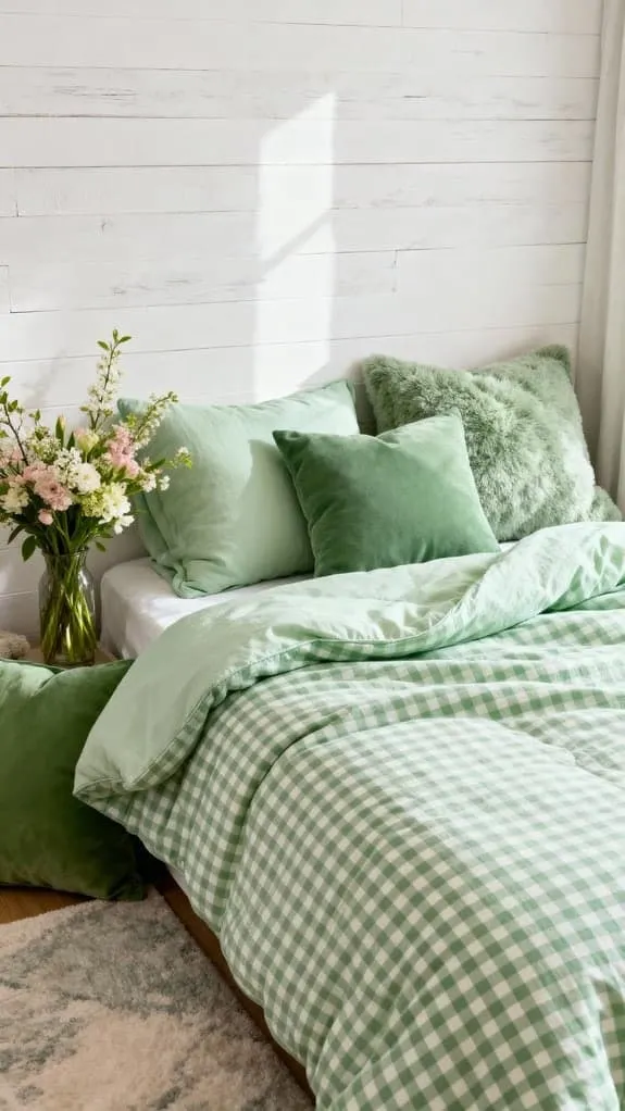 springtime gingham bedroom oasis