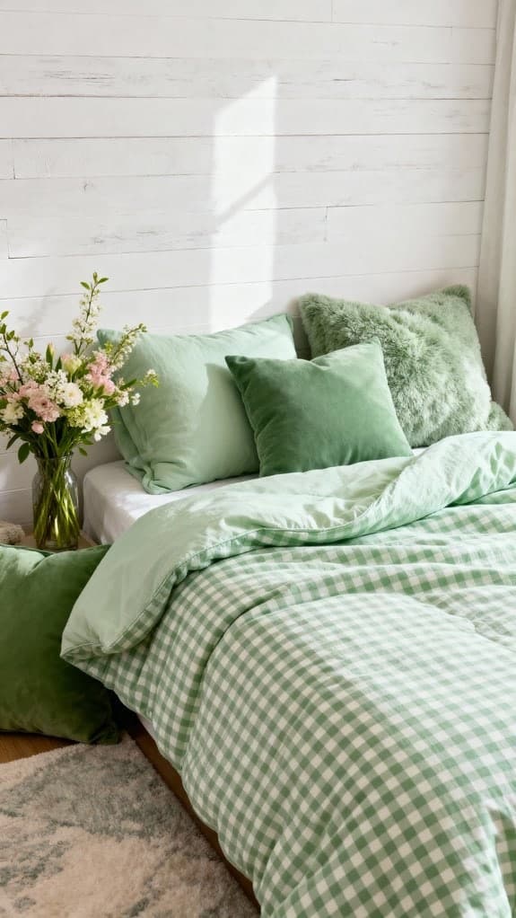 springtime gingham bedroom oasis