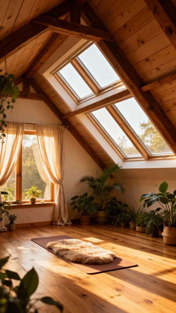 sunlit attic yoga studio