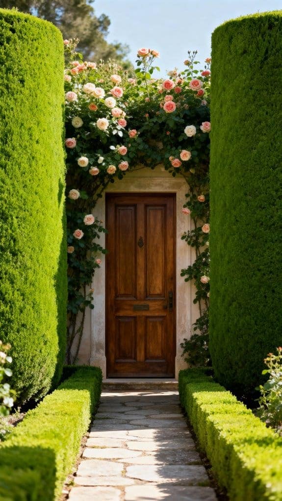 symmetrical boxwood hedge design