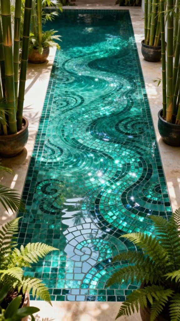 tropical teal bamboo bathroom