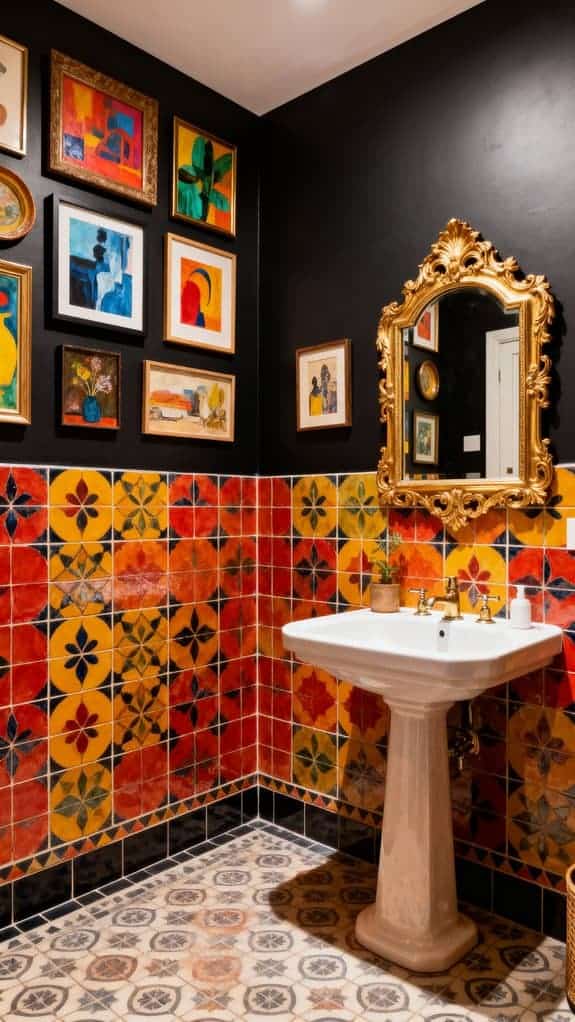 vibrant eclectic half bath