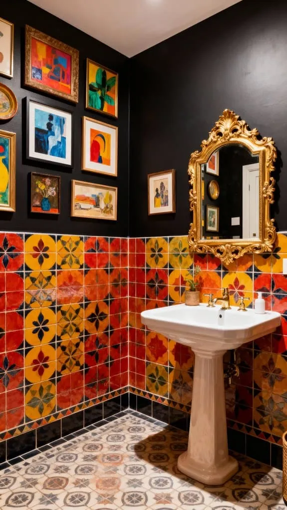vibrant eclectic half bath