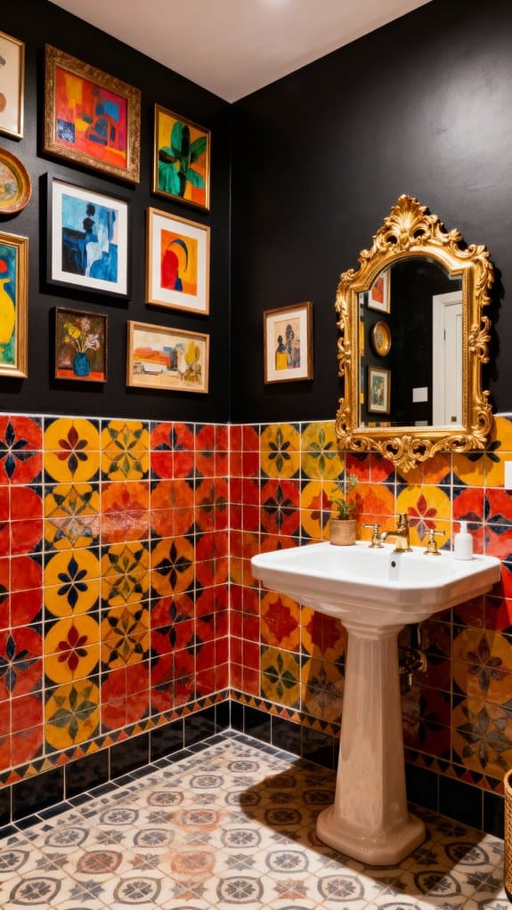 vibrant eclectic half bath