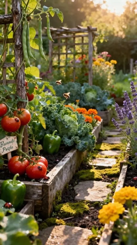 vibrant flowers and vegetables