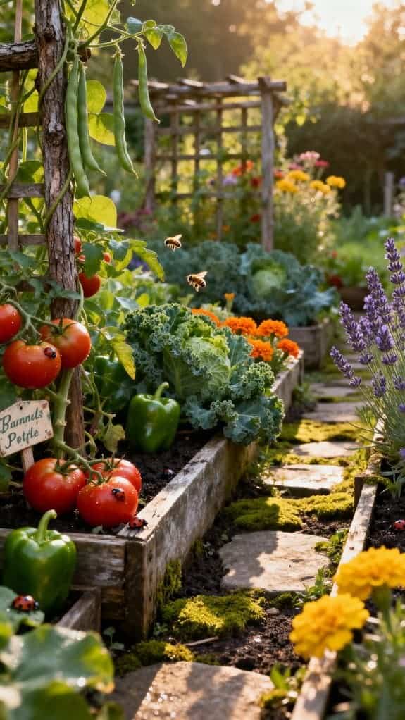 vibrant flowers and vegetables
