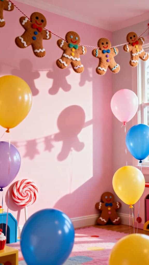 whimsical gingerbread balloon decor